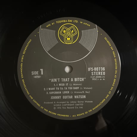 JOHNNY GUITAR WATSON/ "AIN'T THAT A BITCH"
