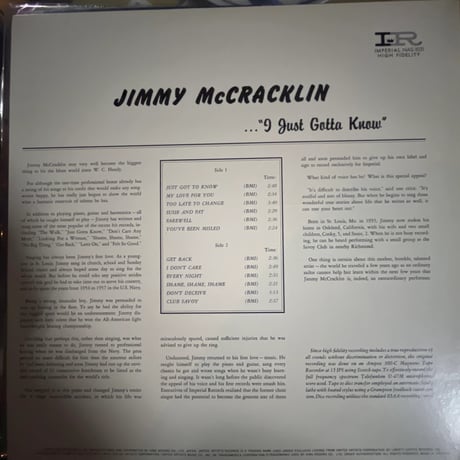 JIMMY McCRACKLIN/ ..."I just gotta Know"
