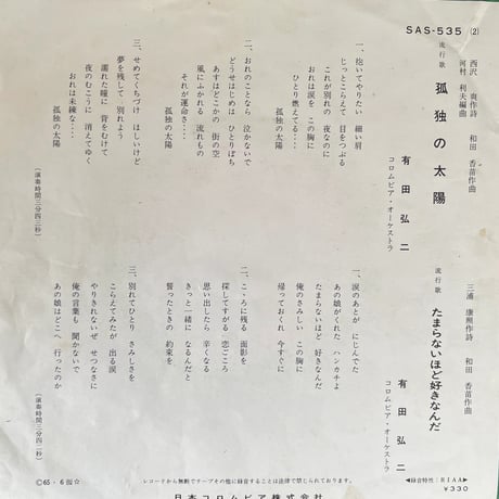 有田弘ニ/ 孤独の太陽