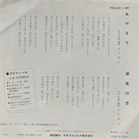 佐藤TOSHIROH/ あやまち