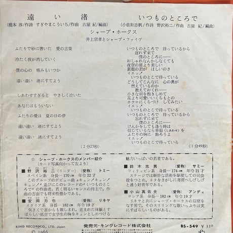 シャープ・ホークス/ 遠い渚