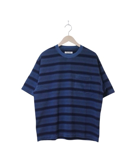 ジョンブル【JOHNBULL】ピグメントボーダーTシャツ　ネイビーグレーベース