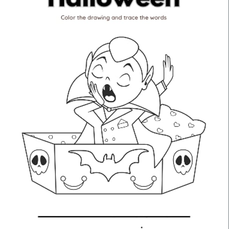Halloween Coloring & Vocabulary Tracing Set｜ハロウィン英語塗り絵＆単語なぞり書きプリント（PDF16ページ）