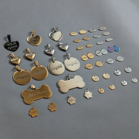 片面99円【名入れ無料】サージカルステンレス製 刻印チャーム│オーバル│ゴールド│12.5mm│オリジナルロゴプレート ブランドネームタグ フラット メタル 楕円形│両面刻印 一律価格 199円