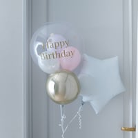 浮かせてお届け｜上品カラー♡クリアバルーンパフェ｜バルーンギフト・誕生日バルーン・ヘリウムバルーン