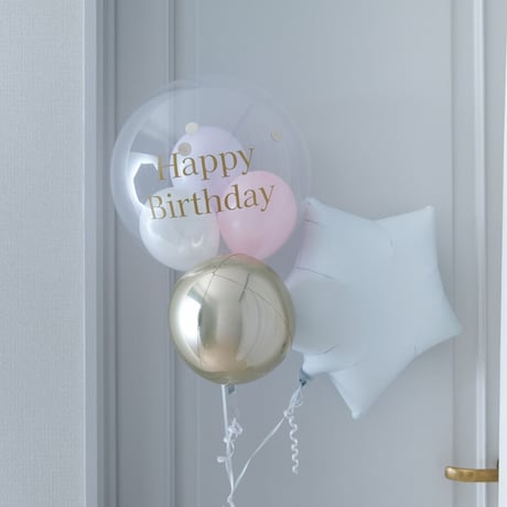 浮かせてお届け｜上品カラー♡クリアバルーンパフェ｜バルーンギフト・誕生日バルーン・ヘリウムバルーン