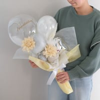 卒業式 羽入りバルーンブーケ イエロー｜名入れ可 ボリューム｜卒業祝い ギフト