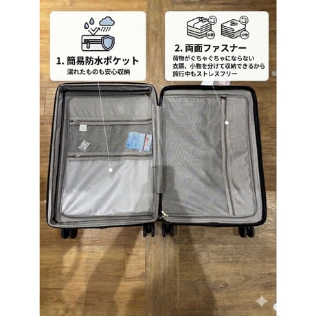 【軽量・多機能】スーツケース　19インチ　機内持ち込み対応　TSAロック　静音ダブルキャスター　5色展開
