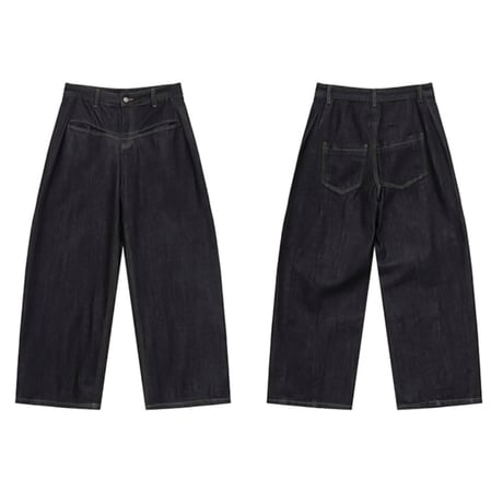 yoke tuck wide denim pants　VG1157