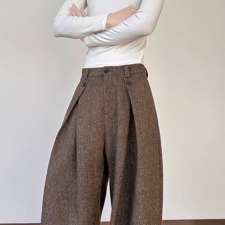 structured tucked wide pants /2color　VM1132