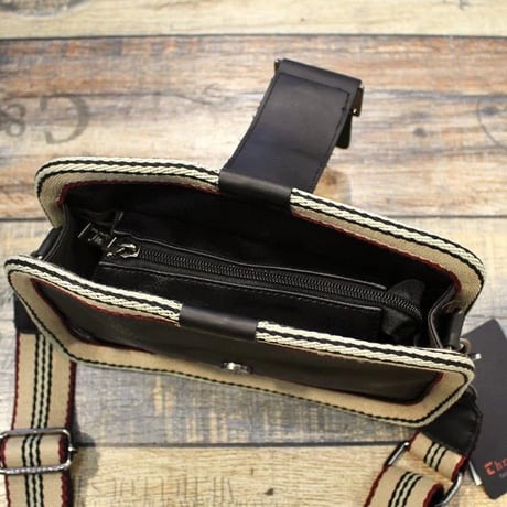 retro stripe strap mini cross bag /3color　VG1214