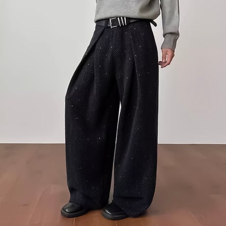 herringbone pattern wide slacks　VM1144