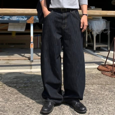 super wide rigid denim pants　VG1158