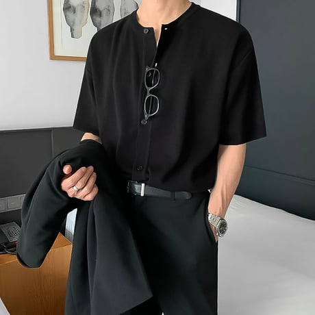 minimal short sleeve knit shirt /2color　VG1324