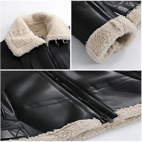 boa collar leather jacket　VG1031
