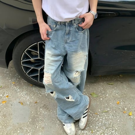 vintage crash wide baggy denim　VG1162