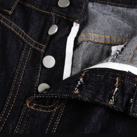 button fly curved denim　VG1083