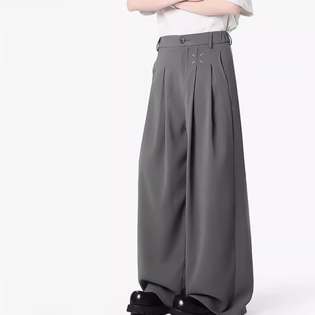 x-detail wide pleat slacks /2color　VM1115