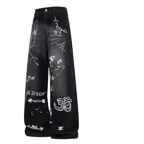 graffiti art baggy denim /2color　VM1020