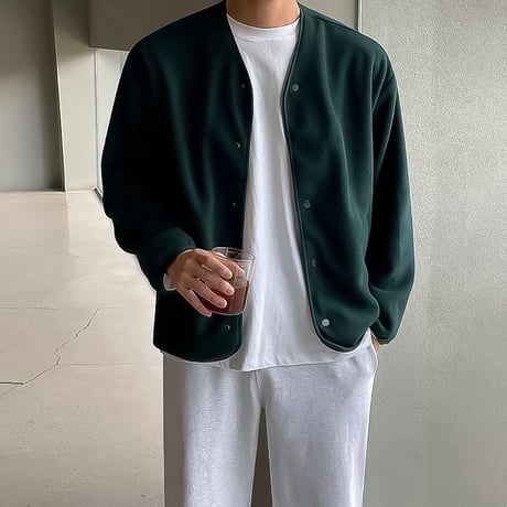 minimal fleece snap cardigan /2color　VG1306