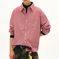 gingham check oversized shirt　VG1005