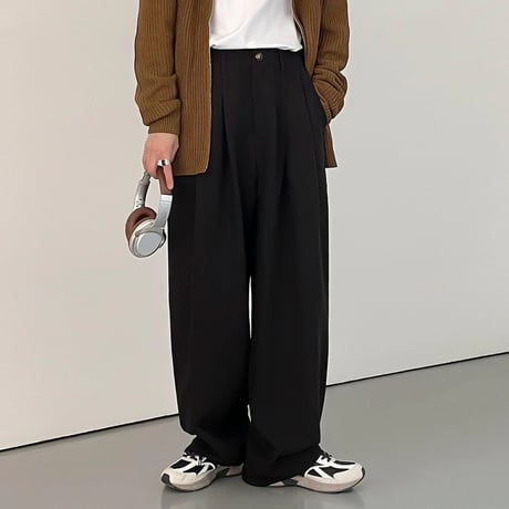 tuck wide straight slacks /2color　VG1066