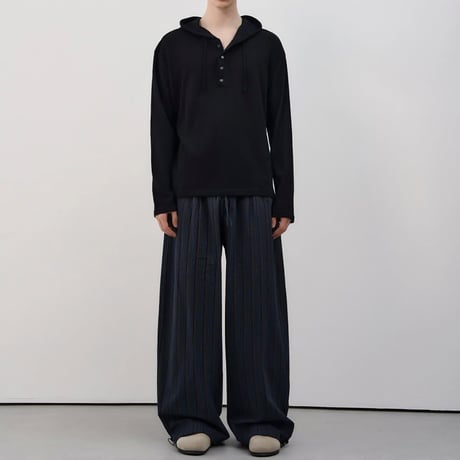 henley neck hoodie shirt /3color　VG1006