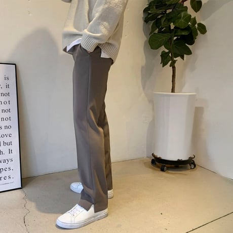 hem slit straight slacks /2color　VG1256