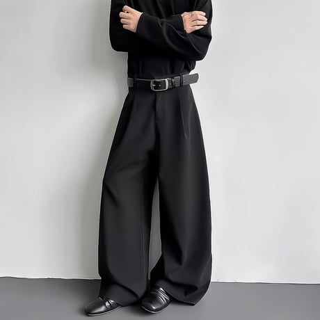 minimal wide straight slacks /2color　VM1147