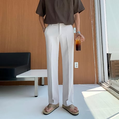minimal straight center press slacks /2color　VG1316