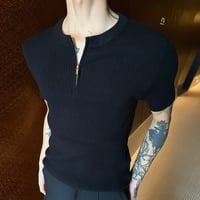 minimal rib knit polo /2color　VM1112