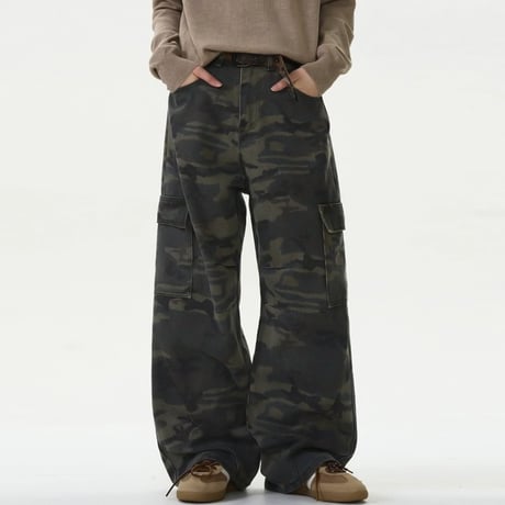 faded camo wide cargo pants　VG1160