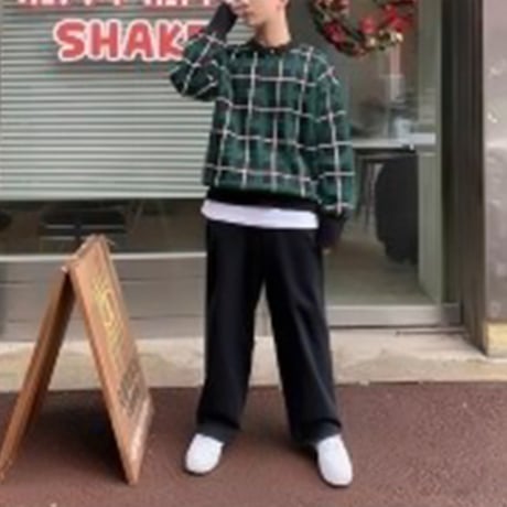 basic wide straight denim pants /2color　VG1054