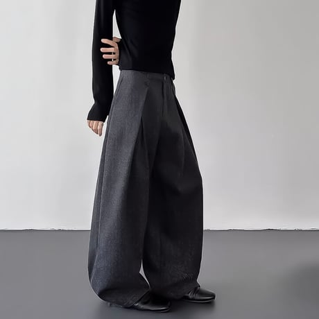 structured tucked wide pants /2color　VM1132