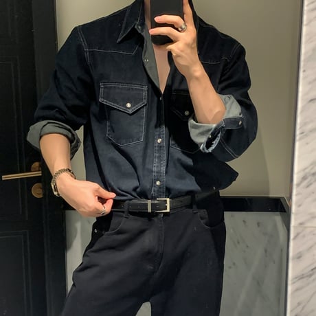 modern western denim shirt　VG1107