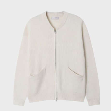 daily round neck knit zip-up /5color　VG1144
