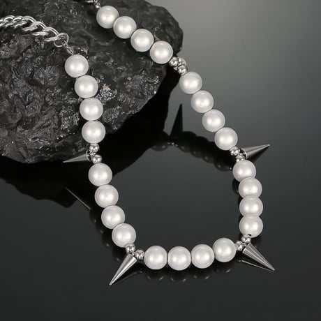 spike pearl mix necklace　VM1005
