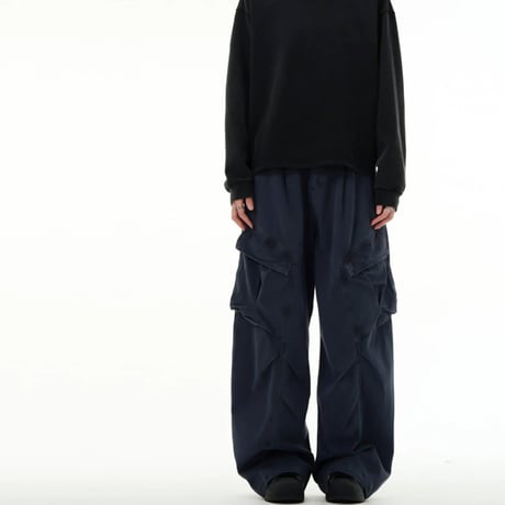 vintage wash wide military cargo pants /5color　VG1172