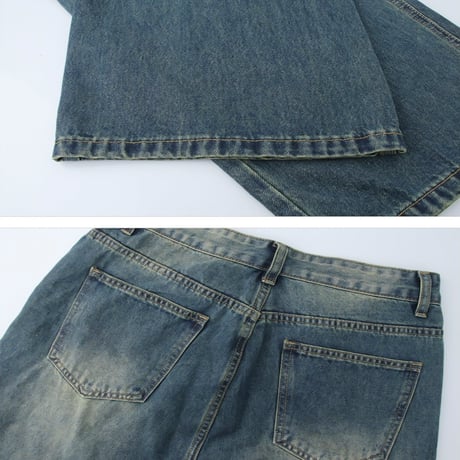 aged wash wide denim　VG1078