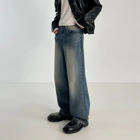 gradient wash wide straight denim　VG1055