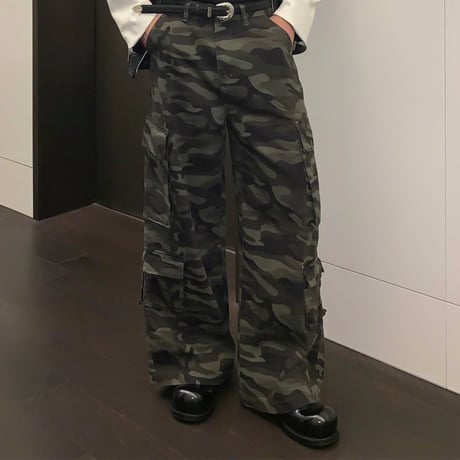 wide straight camo cargo pants　VG1059