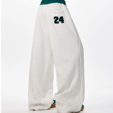 logo embroidery wide sweat pants　VG1189