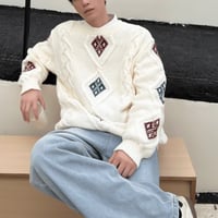 retro diamond cable knit /3color　VG1191