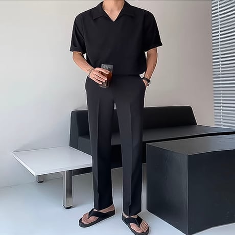 minimal straight center press slacks /2color　VG1316