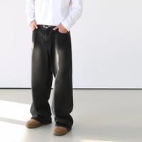 vintage black wide denim pants　VG1057