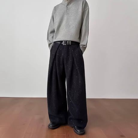 herringbone pattern wide slacks　VM1144