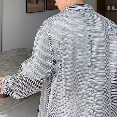 inen mesh oversized shirt /2color　VG1314