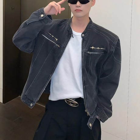 oversized denim utility jacket /2color　VG1321
