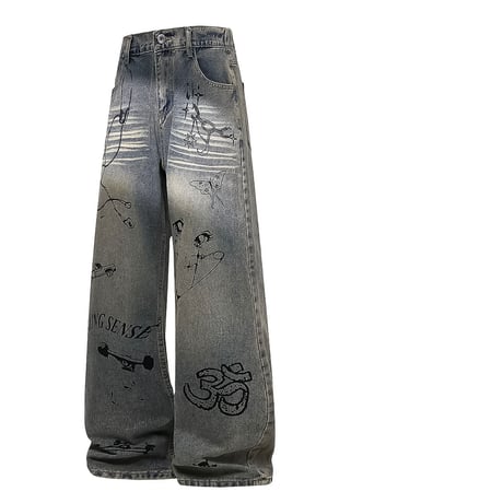 graffiti art baggy denim /2color　VM1020