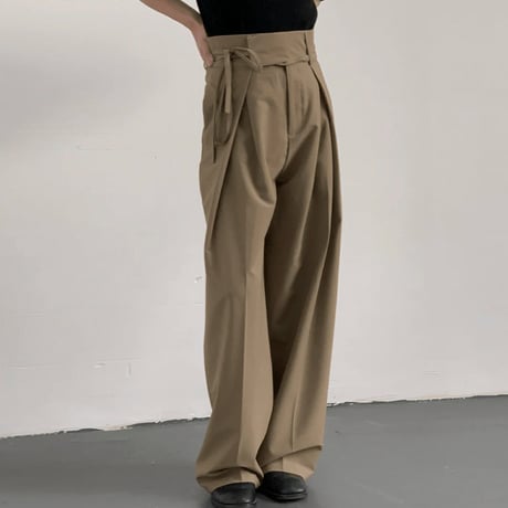 tie-belt wrap wide slacks /2color　VG1154